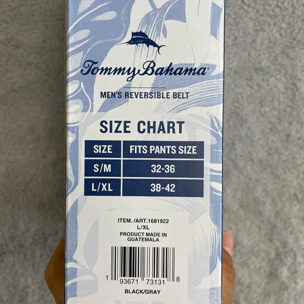 NEW Tommy Bahama Men's L/XL 38-42 Reversible Belt Comfort Stretch Black/Gray